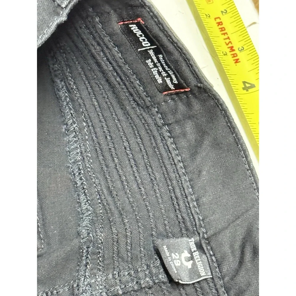 True Religion Jeans Rocco Relaxed‎ Skinny Mens Size 29x32 Black Cargo Moto